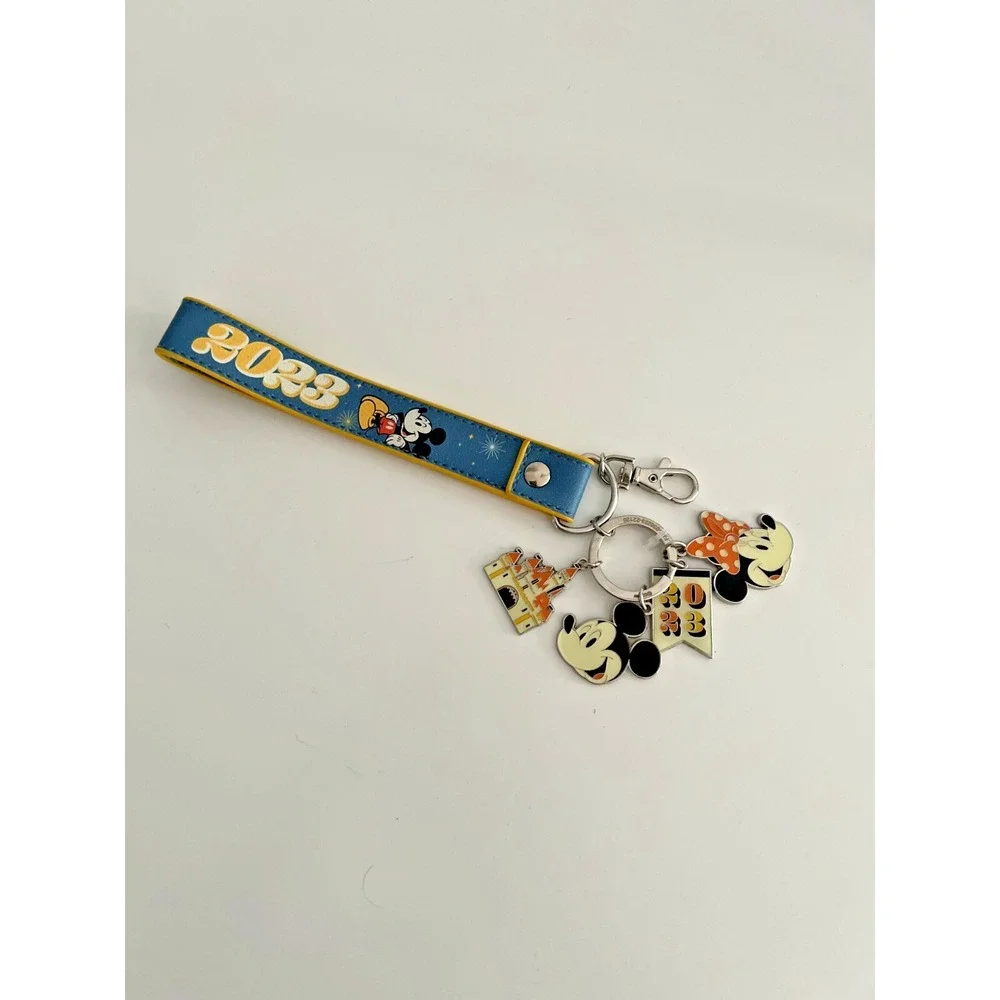 Disney Parks Disneyland Resort 2023 Mickey Minnie Castle‎ Blue Wristlet Keychain